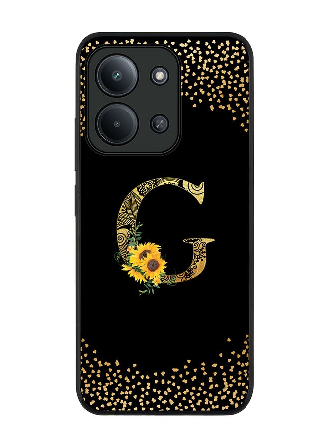 For Xiaomi Redmi 15C 4G Case,Slim fit Camera Protection, Shockproof Thin Phone cover  - Custom Floral Monogram - G ( Black )